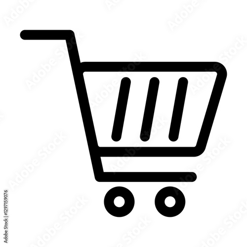 Shopping Cart Icon with Three Lines. Black Vector Symbol for Online Store, E-commerce, Digital Marketplace, Retail Shopping, and Consumer Goods Purchase