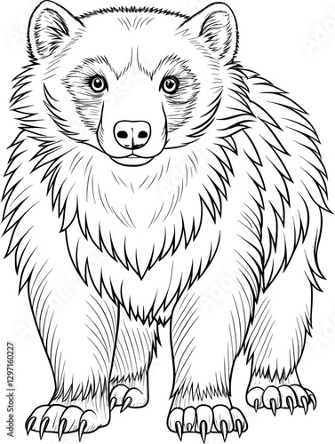 Wolverine Coloring Page – Black and White Line Art