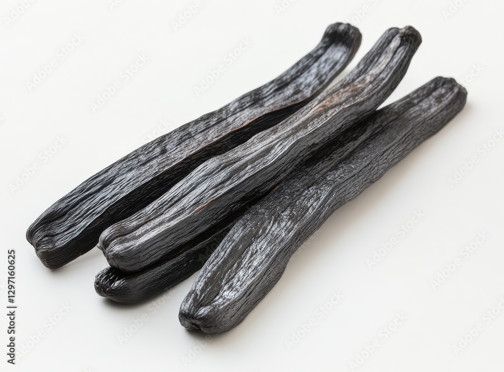 custom made wallpaper toronto digitalDried Black Vanilla Beans on a Light Background Highlighting the Curved Texture and Rich Color of the Aromatic Spice Used in Baking and Cooking