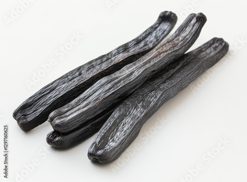 Wallpaper Mural Dried Black Vanilla Beans on a Light Background Highlighting the Curved Texture and Rich Color of the Aromatic Spice Used in Baking and Cooking Torontodigital.ca