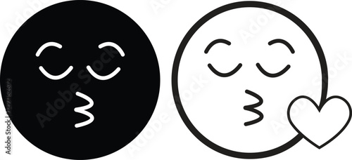 Emoji face icon in flat line set. isolated on transparent background Doodle drawn sketch style. with different expression emotion