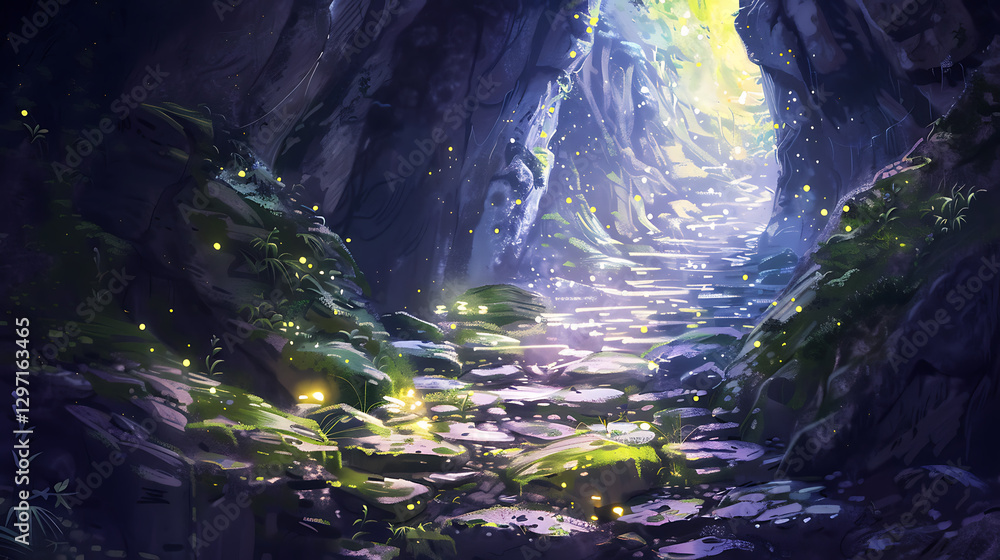 Enchanting Glow: A Path Through the Mystical Cave Enchanting Glow: A Path Through the Mystical Cave