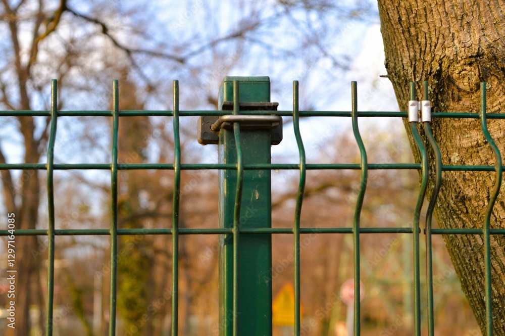 green metal fence green metal fence