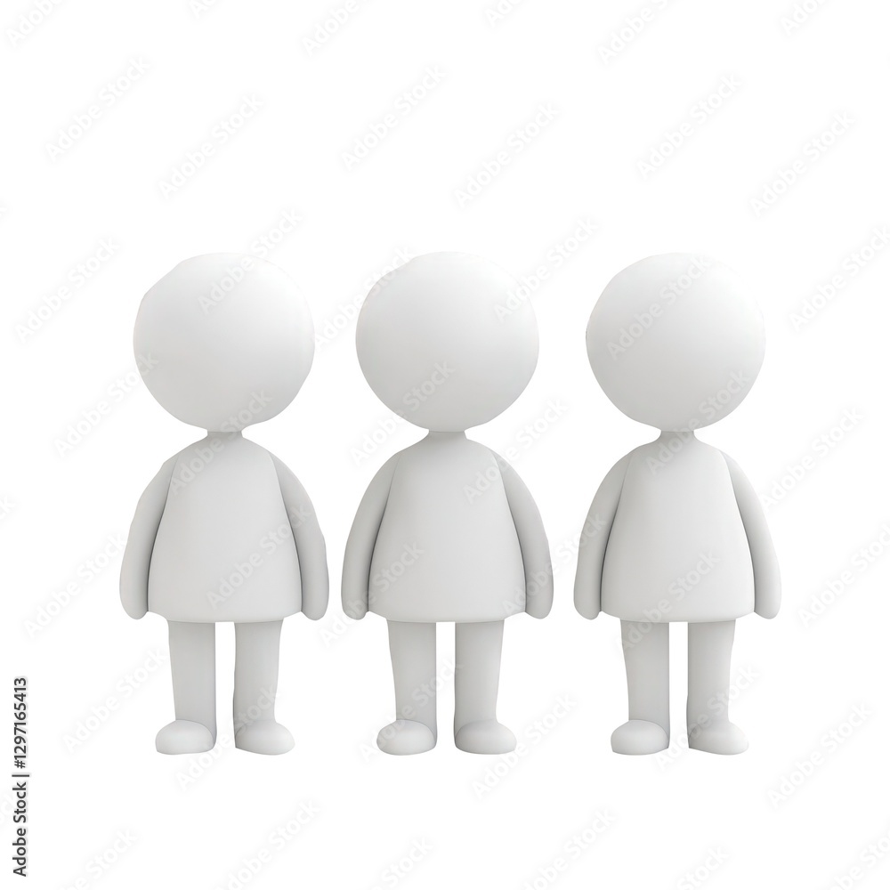 3d icon Three cartoon characters standing together, representing teamwork, collaboration, and group unity on transparent background 3d icon Three cartoon characters standing together, representing teamwork, collaboration, and group unity on transparent background