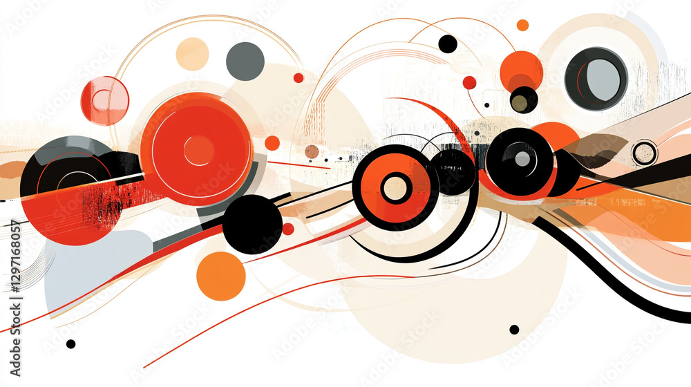 Abstract design illustration featuring modern shapes, vibrant colours, and dynamic patterns creating a contemporary and artistic visual composition..