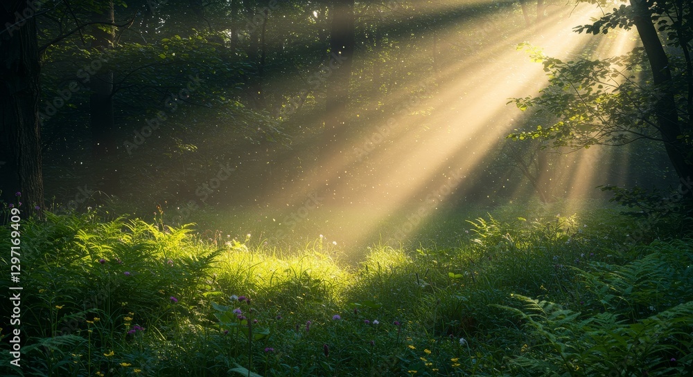 Sunbeams in a Mystical Forest Glade - Transparent background . Sunlit forest clearing, magical atmosphere, peaceful nature, serene landscape, vibrant greenery Sunbeams in a Mystical Forest Glade - Transparent background . Sunlit forest clearing, magical atmosphere, peaceful nature, serene landscape, vibrant greenery