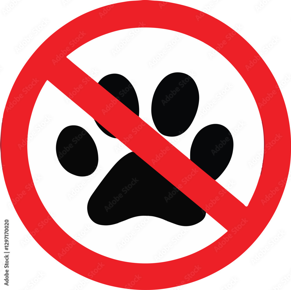 No Pets Allowed Sign Showing a Prohibited Dog Paw Print No Pets Allowed Sign Showing a Prohibited Dog Paw Print