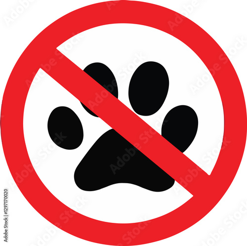 No Pets Allowed Sign Showing a Prohibited Dog Paw Print