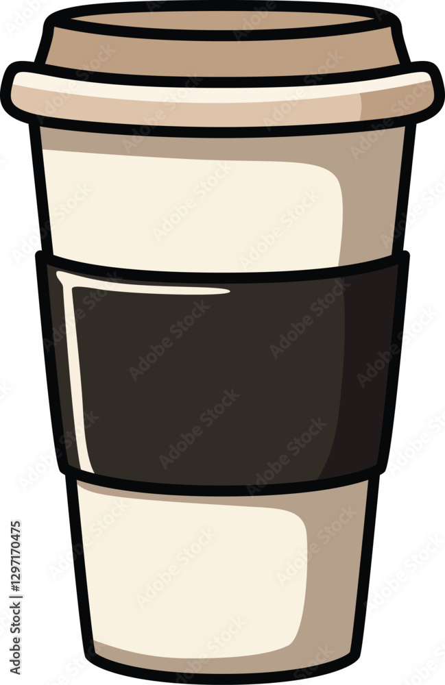 A takeaway coffee cup with a sleek black sleeve, perfect for on-the-go. A takeaway coffee cup with a sleek black sleeve, perfect for on-the-go.