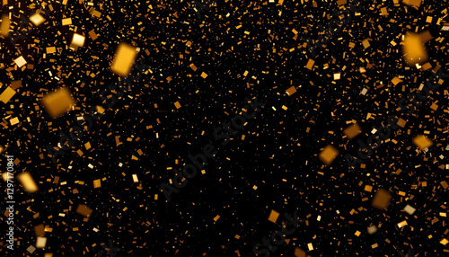 golden confetti on the black background
