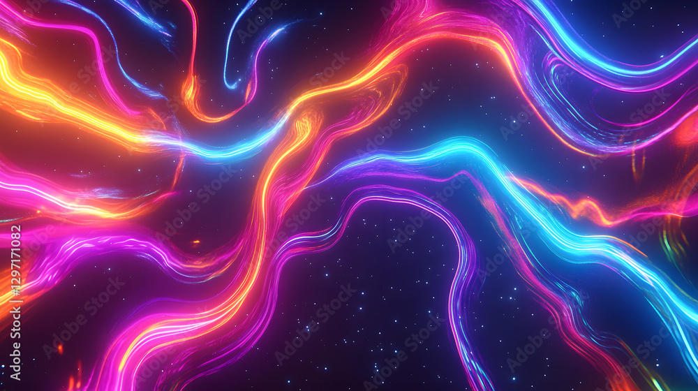 An abstract representation of sound waves, glowing with vibrant colors against the dark background
An abstract representation of sound waves, glowing with vibrant colors against the dark background