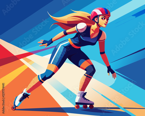 A roller skater performing stunts while exuding joy and energy, showcasing outdoor fun and vibrant athleticism.