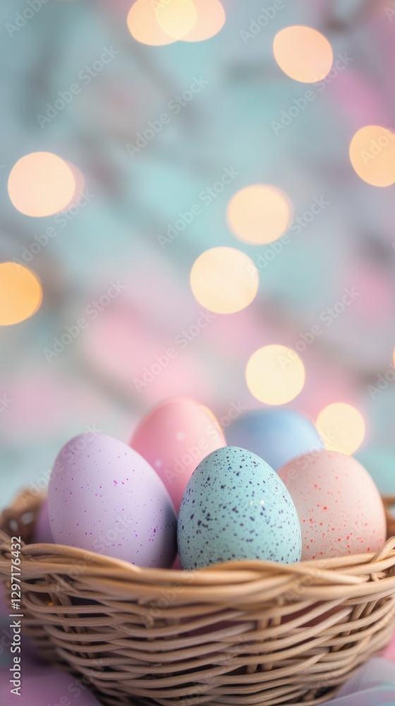 Colorful easter eggs in a basket Colorful easter eggs in a basket