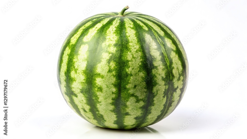 Round Watermelon Displayed on a Green and White Scale. Generative AI Round Watermelon Displayed on a Green and White Scale. Generative AI