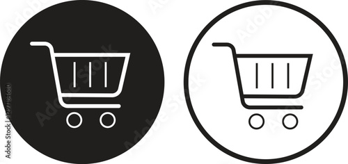 Shopping cart icon symbol line, flat set. social design vector in trendy style isolated on transparent background