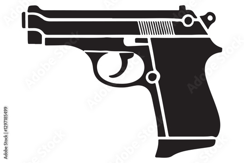 Detailed Silhouette Illustration of a Walther PPK Handgun for Collectors