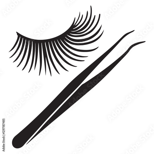 Eyelash Extension Tweezers Silhouette Illustration For Beauty Professionals