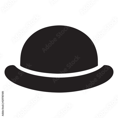 Stylish Black Bowler Hat Vector Illustration for Gentleman's Fashion Icon