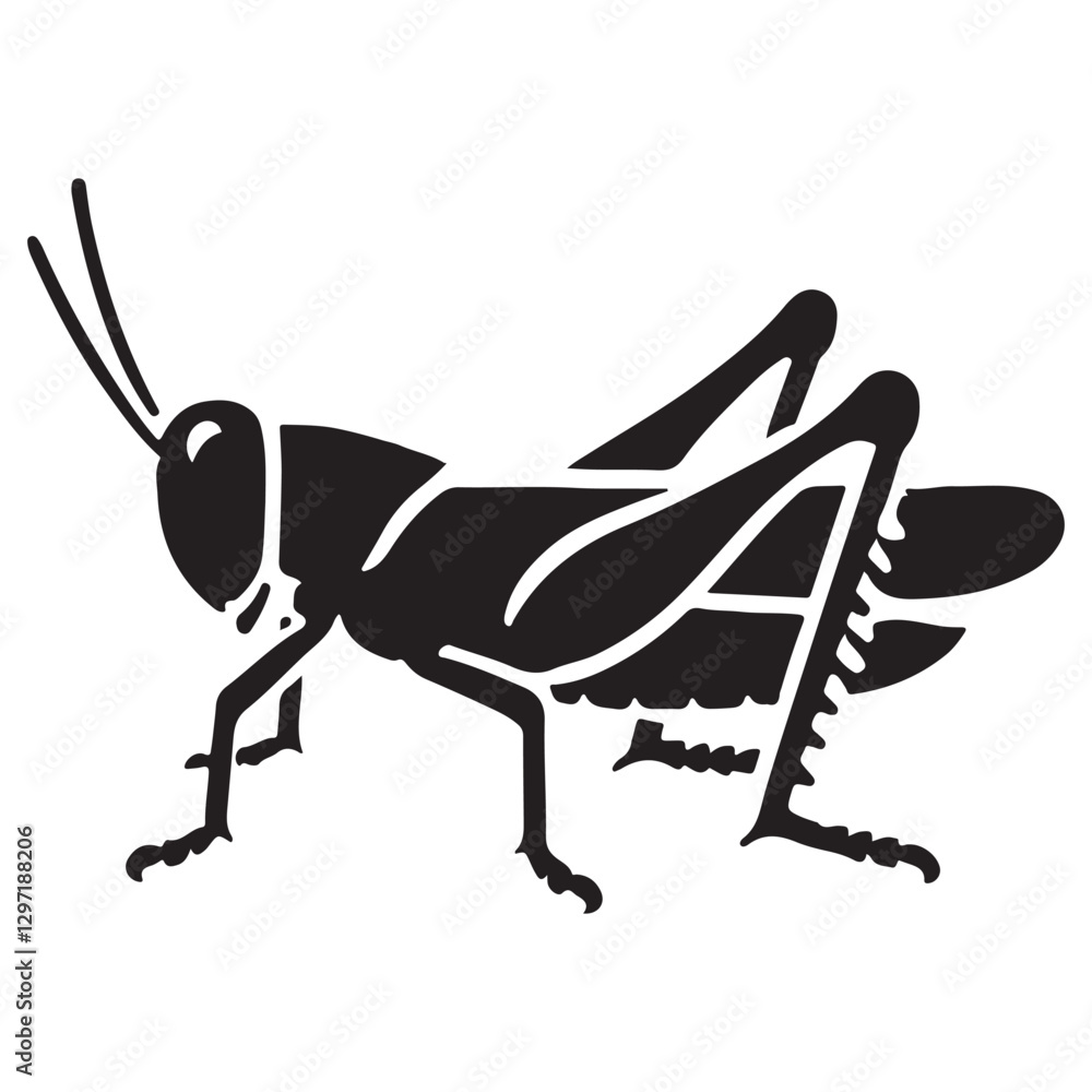 Fototapeta premium Simple Grasshopper Silhouette Vector Illustration Insect for Design