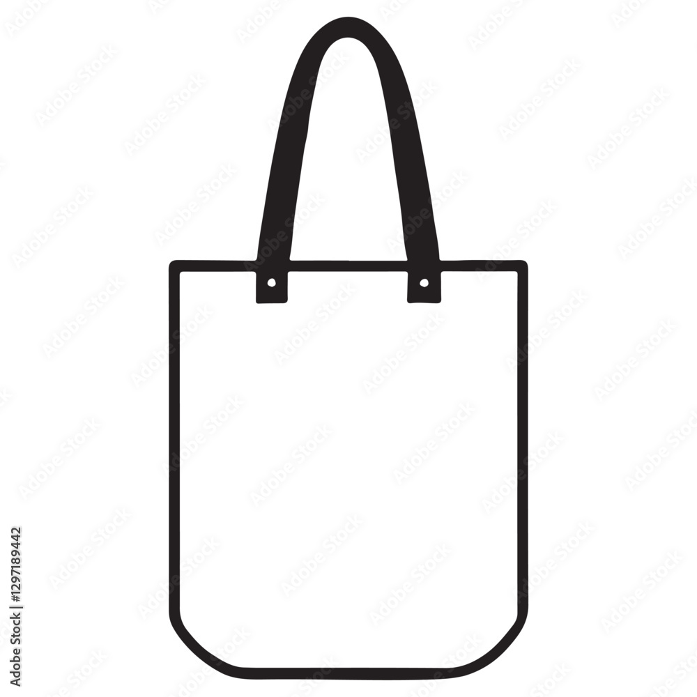 Outline Tote Bag Vector Illustration for Customizable Designs Outline Tote Bag Vector Illustration for Customizable Designs