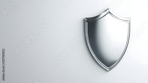 A simple silver shield with rounded edges and corners, set against a white background
