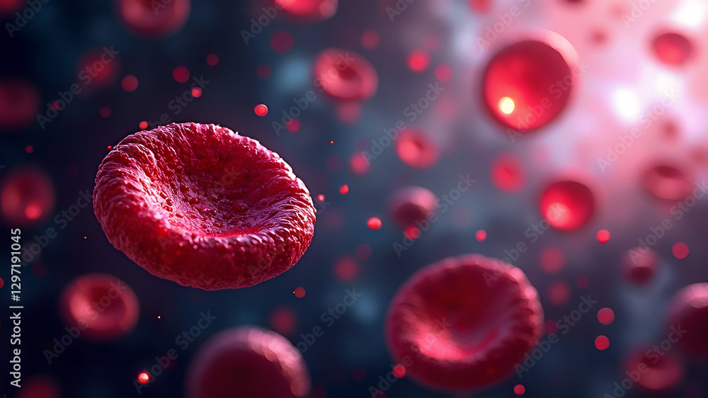 Fototapeta premium 3d render of red blood cells flowing through vein, 300dpi