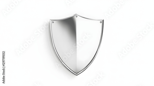 A simple silver shield with rounded edges and corners, set against a white background
