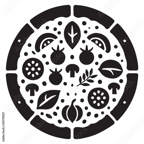 Delicious Veggie Pizza Illustration Vector with Fresh and Healthy Toppings