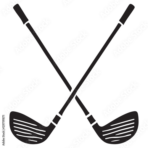 Vector Illustration of Crossed Golf Clubs Professional Sports Design