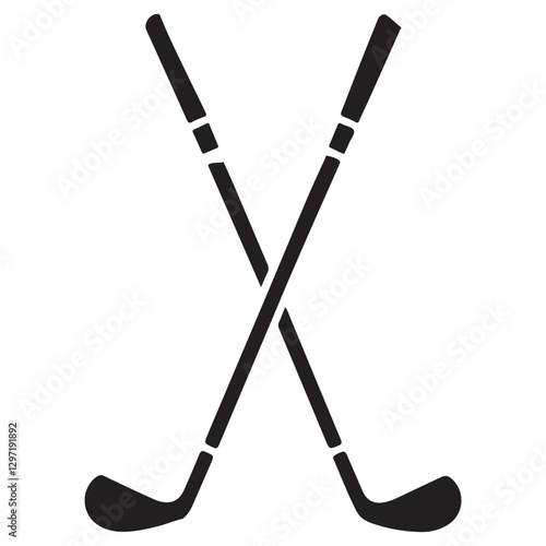 Crossed Golf Clubs Vector Silhouette Icon for Sports Designs