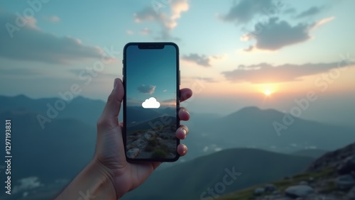 Minimal smartphone display presents ai in the cloud, reflecting distributed systems and cloud computing in a compact mobile format.
