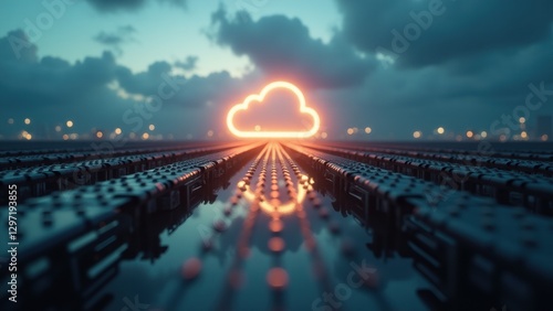 Isolated cables connect to a glowing cloud, signifying ai in the cloud with distributed systems for modern cloud computing solutions.