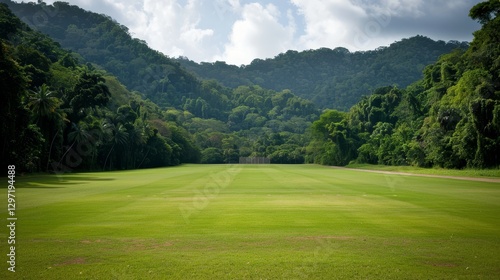 Wallpaper Mural State of the art cricket practice facility featuring synthetic pitches amidst lush greenery Torontodigital.ca