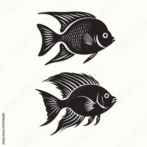 Angelfish Silhouette, Tropical Fish