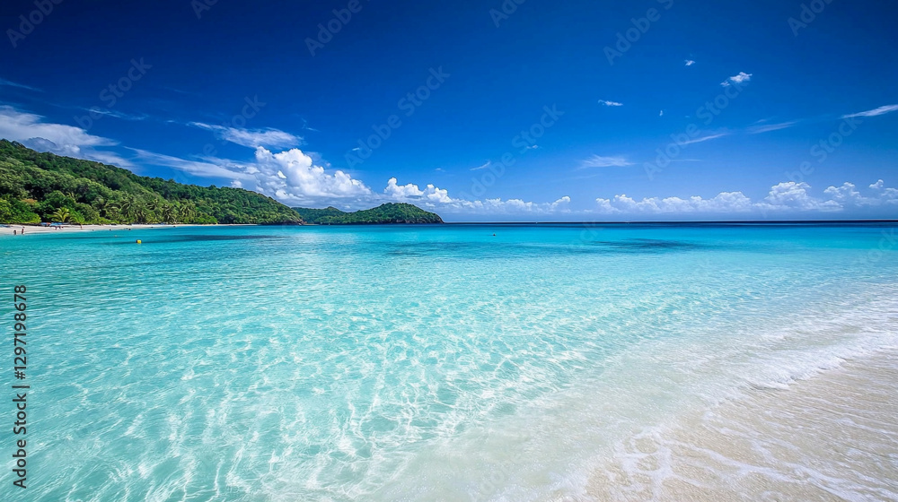 Blue sea under a clear blue sky creating a tranquil seascape with calm waters and a peaceful horizon.