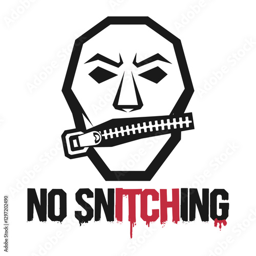 No Snitching T Shirt Design Face with Zipper Mouth