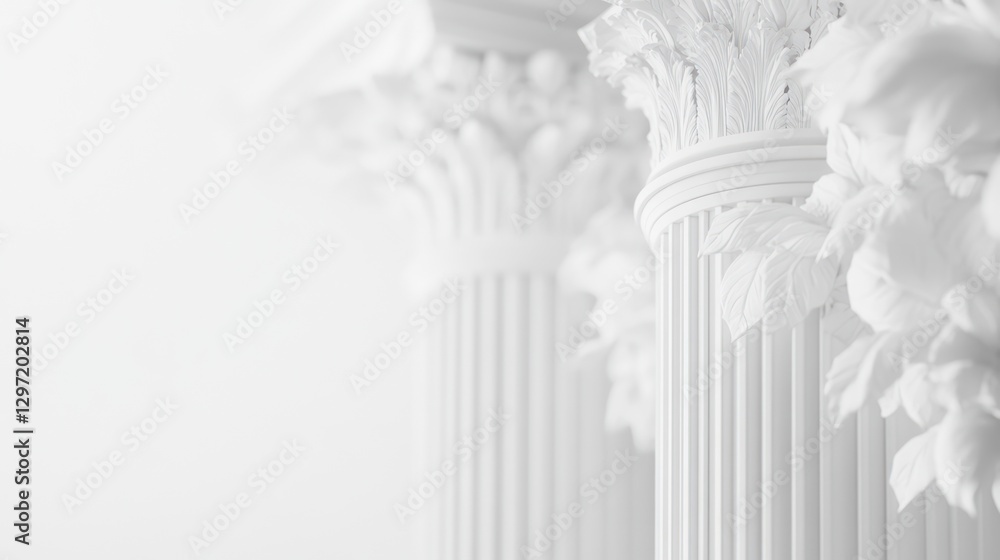 Classic white columns, architectural detail, elegant background, for presentation Classic white columns, architectural detail, elegant background, for presentation
