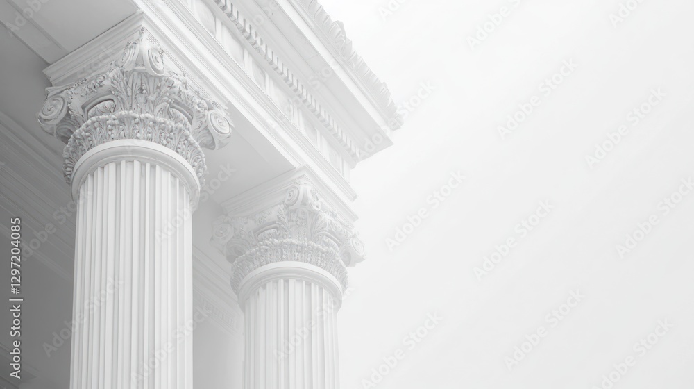 Ancient columns in a foggy architectural exterior. Possible use Stock photo for architectural inspiration, historical themes, or artistic backgrounds Ancient columns in a foggy architectural exterior. Possible use Stock photo for architectural inspiration, historical themes, or artistic backgrounds