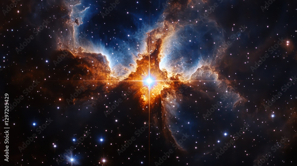 Fototapeta premium Glowing stellar nebula with stars present in a beautiful space