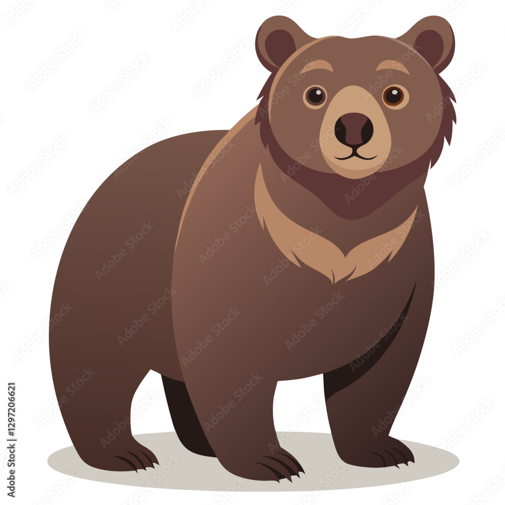 Cartoon brown bear standing in simple design - A friendly cartoon brown bear with a simple and clean design, featuring soft shading and a warm, approachable expression. Cartoon brown bear standing in simple design - A friendly cartoon brown bear with a simple and clean design, featuring soft shading and a warm, approachable expression.