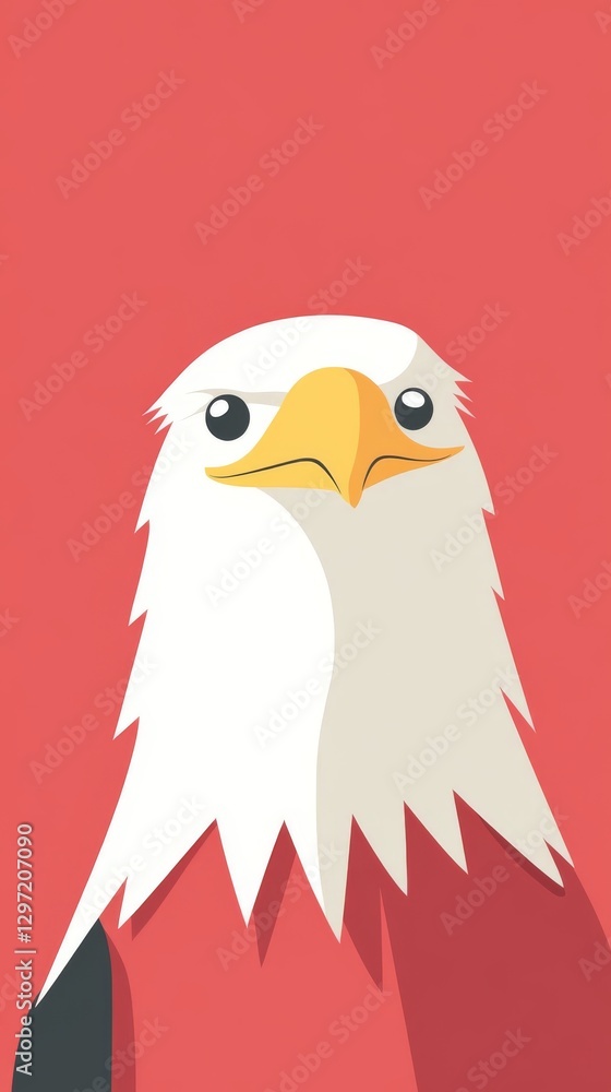 A cute minimalist cartoon bald eagle with simple strokes and an adorable expression A cute minimalist cartoon bald eagle with simple strokes and an adorable expression