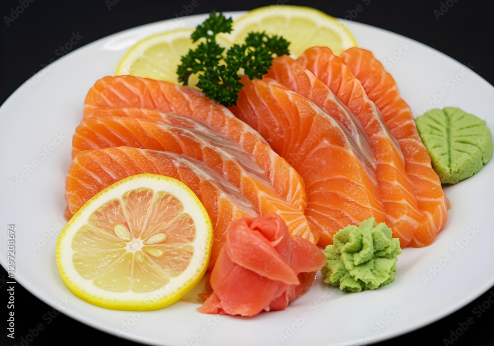 Fresh salmon fillets with lemon and herbs. Fresh salmon fillets with lemon and herbs.