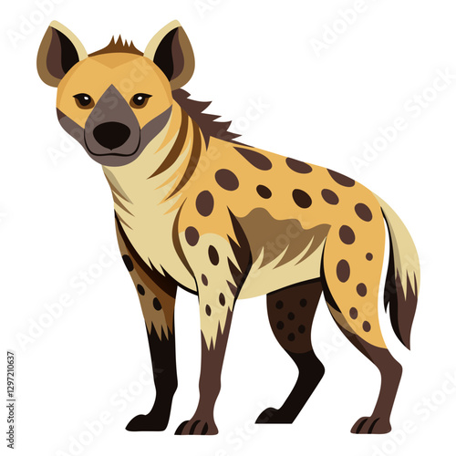 Cartoon Illustration of a Spotted Hyena - Colorful vector illustration of a spotted hyena in a cartoon style, featuring a playful yet wild appearance, ideal for nature and wildlife themes.