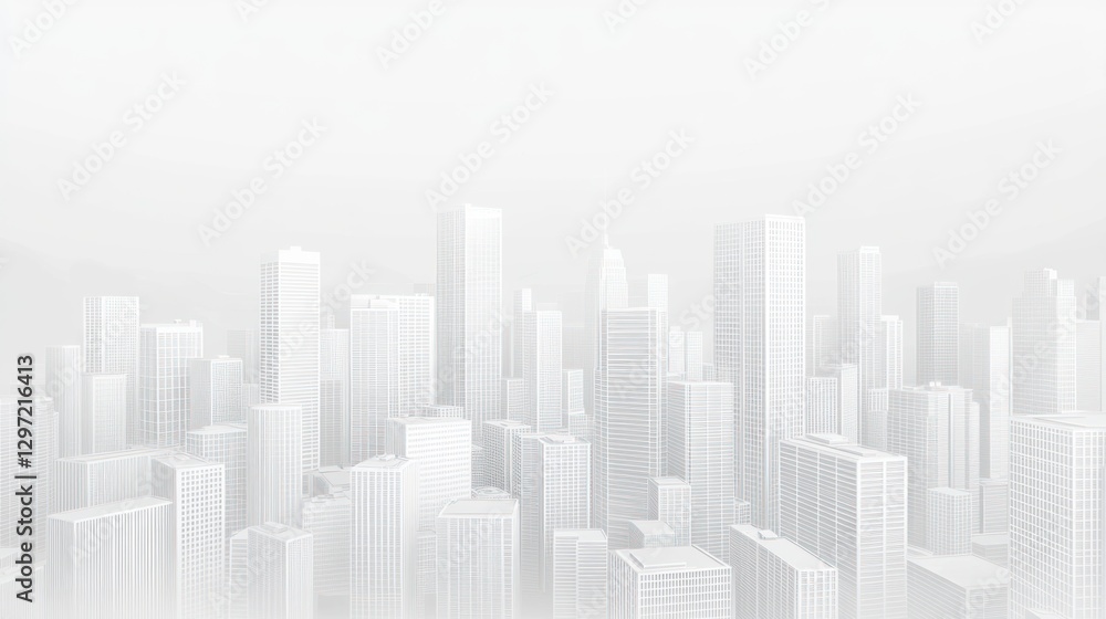 Fototapeta premium Monochrome Cityscape View, Architectural Design, Urban Scene, Background Use