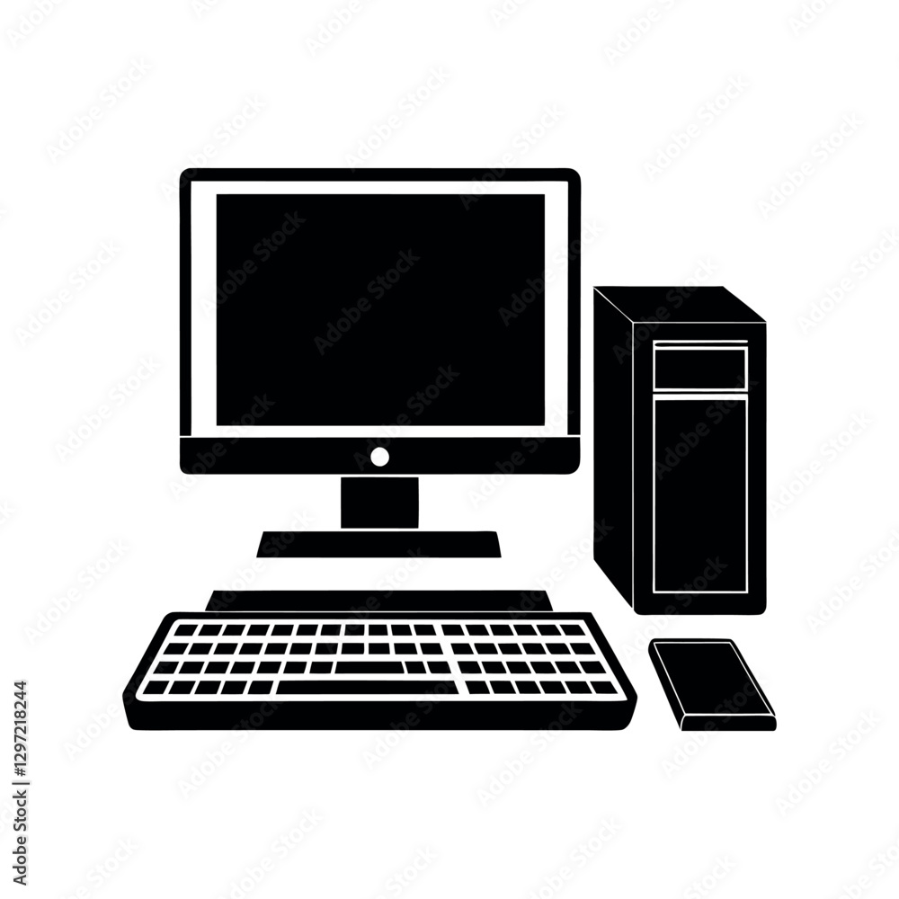 Computer monitor and keyboard isolated on white background Computer monitor and keyboard isolated on white background