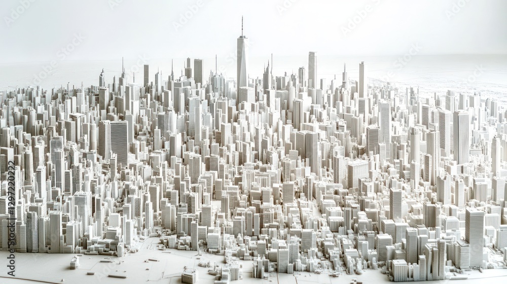 Fototapeta premium White cityscape model, urban planning, architectural design, future city