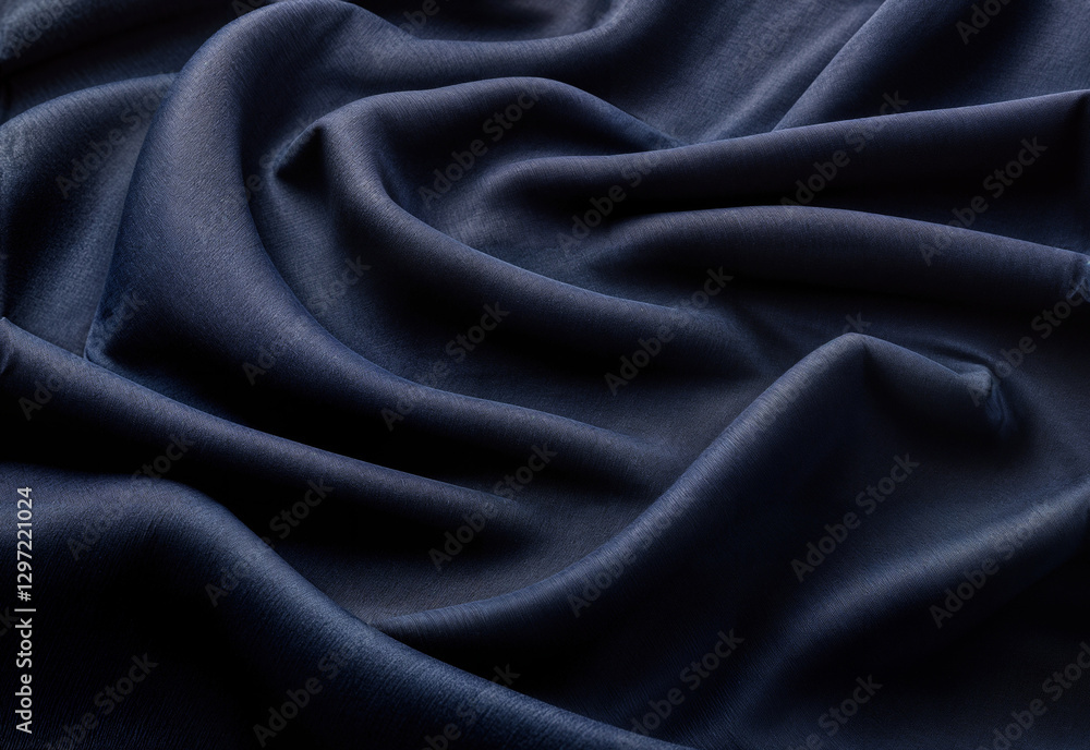 Fototapeta premium Elegant Deep Blue Fabric with Soft Folds and Smooth Texture