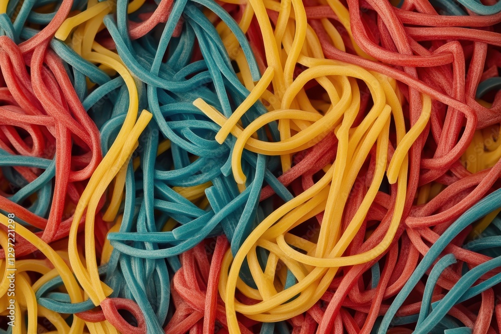 Vibrant Spaghetti Close-up: A Colourful Healthy Dinner Ingredient for Delicious Cookery Vibrant Spaghetti Close-up: A Colourful Healthy Dinner Ingredient for Delicious Cookery