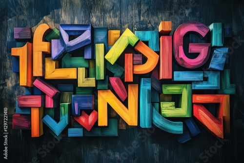 Vibrant Idioms: Colorful Letters Forming Expressions in a Playful Language Landscape
