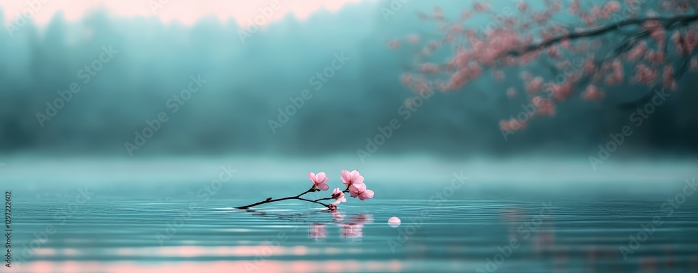 Serene Pink Blossoms Floating on Calm Water. Serene Pink Blossoms Floating on Calm Water.